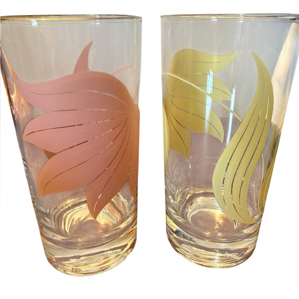 Set of Two Vintage MCM Leaf Design Glasses